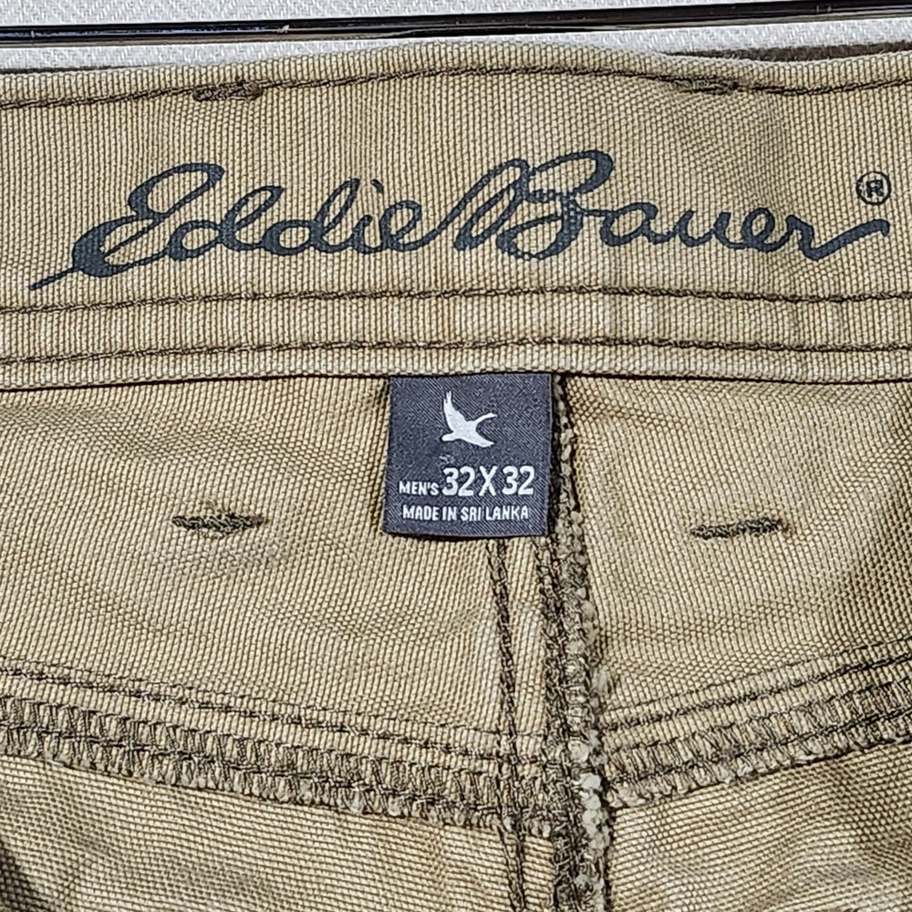 Eddie Bauer‎ Men Khaki Canvas Utility Work Pant 32x32 Tan Straight Leg Cotton - Picture 3 of 11
